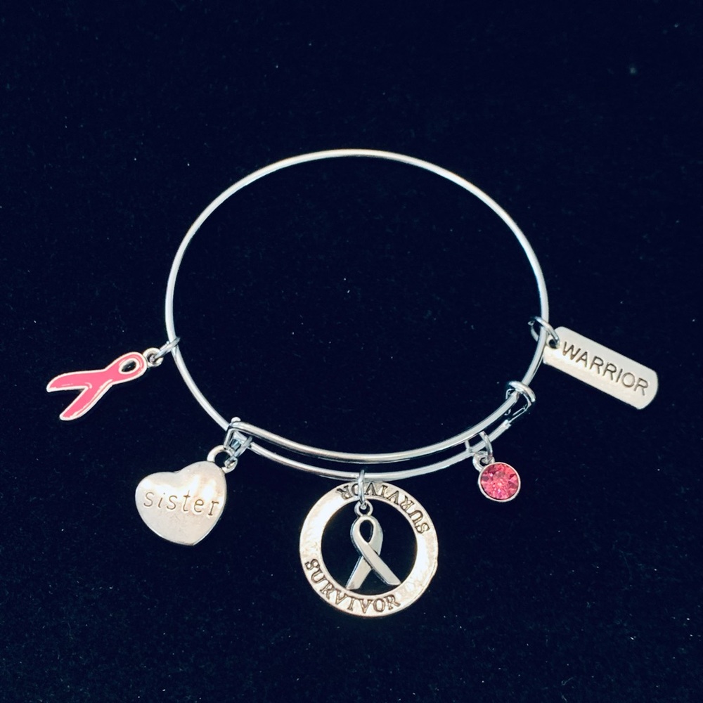“Survivor” Breast Cancer Awareness bangle bracelet